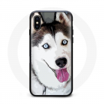 Husky mustvalge Iphone XS &uuml;mbris, sinised silmad