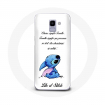 &Uuml;mbris Samsung Galaxy A8 2018 Lilo ja Stitch Ohana Quote White jaoks