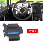 For Mini Coupe 2001-2006 Convertible 2004-2008 For Mini R50 R53 R60 Car Steering Wheel Cover Trim Black Leather with blue strip TYPE A