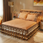 Luksuslik Euroopa Printsessi voodipesu voodi seelikukomplekt Padjap&uuml;&uuml;rid Samet Paks, soe pits voodilinad Madratsi kate King Queen Twin 150x200 3pcs