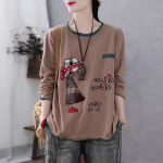 Suures suuruses Little Girl Print T-s&auml;rk vabaaja lahtine pullover Naiste pikkade varrukatega s&auml;rk suvine XXL parkkoor