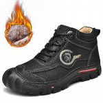 Meeste matkasaapad k&otilde;rge &uuml;laosaga nahast pl&uuml;&uuml;sist puuvillased v&auml;lisjalatsid, suur suurus 39-46 44 must/valge