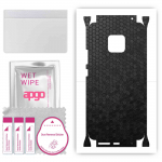 apgo Protective Skin Sticker for the back+sides compatible with Huawei Mate 20 Pro, Full Wrap Film, Foil, Vinyl - Pattern Black Honeycomb