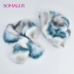 SOMALER V&auml;rvikas kunstkarusnahast m&uuml;ts-sallikomplekt, soe naiste kunstkarusnahast &auml;mbrik&uuml;barad sallidega mitmev&auml;rviline