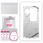 apgo Protective Skin Sticker for the back+sides compatible with Oppo Find N3 Flip, Full Wrap Film, Foil, Vinyl - Pattern White Marble