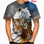 Animal Series Tiger Meeste T-s&auml;rk Suvine l&uuml;hikeste varrukatega T-s&auml;rk 3D-prindiga T-s&auml;rgid Meeste T-s&auml;rgid Vabaaja riietus S sinine
