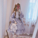 Jaapani gooti stiilis Lolita kleit naistele Kawaii vibukaru pits sinine kleit pikkade varrukatega printsessi kleit Halloweeni kost&uuml;&uuml;miga kingitus t&uuml;drukutele S