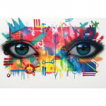 Akvarell, naine, rohelised silmad, l&otilde;uendimaal, seinakunst Abstraktsed grafiti plakatid ja v&auml;ljatr&uuml;kid elutoa jaoks. 20x30cm no frame punane