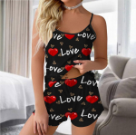 Prinditud pidžaamakomplektid naistele Pehmed kaheosalised puhker&otilde;ivaste komplektid Varrukateta topid L&uuml;hikesed p&uuml;ksid Sobivad pidžaamade &ouml;&ouml;pesu S must