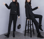 Avar vabaaja spordi&uuml;likond naiste kevad- ja s&uuml;gisriided, suured naister&otilde;ivad, l&auml;&auml;ne stiilis, vananemist v&auml;hendav vaba kaheosaline &uuml;likond 5XL must