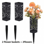 2 kimpu simuleeritud kalmistulilli ja 2 tk matmislillede korve Oranž roosi hortensia segatud simuleeritud lillekimpudega 2 flower baskets + 2 flowers