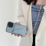 Crossbody Wallet telefoni&uuml;mbris iPhone'i jaoks 15 14 13 12 11 Pro Max XR XS X 8 7 SE 2 3 kaardihoidja kaelarihm Ketirihm juhtmekoti kate For iPhone 13Pro Max taevasinine v&auml;rv