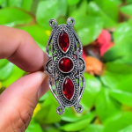 Natural Mozambique Garnet Gemstone 925 Sterling Silver Gift Ring Size 9 a7r59