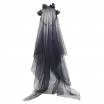 Naljakas roosist peapael, kummituslik pruut, loor, pruut, cosplay kost&uuml;&uuml;m, peakatted, juuste aksessuaarid, kost&uuml;&uuml;m must