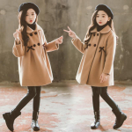 3 4 5 6 8 10 12 aastat t&uuml;drukute villane mantel S&uuml;gistalvine Korea versioon Pikk lastejakk Kahe rinnaga laste &uuml;ler&otilde;ivad riided 130 khaki