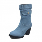 Naiste Keskmise V&ouml;&ouml;kohaga Rooma &Uuml;hev&auml;rvilised Slip-On Paksude Kontsadega Saapad Metsik Vintage Suur Suurus Naiste Kingad 35 helesinine v&auml;rv