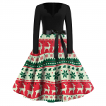 Naiste vabaaja mood V kaelusega pikkade varrukatega j&otilde;ulutr&uuml;kiga vintage pikk kleit L kollane