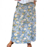 Naiste vabaaja vaba Boho elastne v&ouml;&ouml;koht A-Line Beach Flowy Swing Vacation Maxi seelik taskuga XL ts&uuml;aan