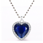 Royal Blue Heart of Ocean ripats kaelakeed naistele Virsikus&uuml;dame sinine kristallist tsirkoon kaelakeed + sametkott sinine