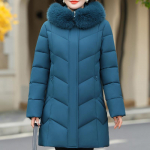 Suures suuruses XL-6XL Talvine pikk mantel Naiste pealisriided Kapuutsiga Elegantne Kunstkarusnahast kaelarihm Lahtine Paks Soe Keskealine Naine Parka 3XL