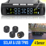 P&auml;ikeseenergia TPMS anduri rehvir&otilde;hu j&auml;lgimiss&uuml;steem 4 v&auml;lise anduriga digitaalse LCD-ekraaniga rehvidiagnostika komplekt auto lisavarustusega must