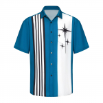 Hawaii s&auml;rk meestele, meeste vintage n&ouml;&ouml;pidega keeglis&auml;rgid l&uuml;hikeste varrukatega suvine rannas&auml;rk L sinine