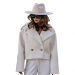 S&uuml;gis Talv Naiste Jakk Allap&ouml;&ouml;ratav Krae Inglise Stiil Rinnataskud Tuulekindel &Uuml;ler&otilde;ivas &Uuml;herealine &Uuml;hev&auml;rviline N&ouml;&ouml;pidega Kinnitus Kommuteerimine XL valge