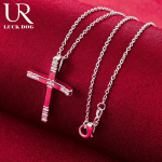 925 Sterling Risti tsirkoonist ripatsiga kaelakee Moodsad pulmaehted O-45CM