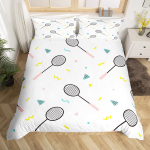 Spordisulgpalli tekikate Fluorestseeruv roheline roosa sulgpallireketi voodipesukomplekt Spordim&auml;ngu Toidukate Moodne tekikate EU Single(135x200cm)