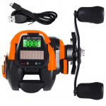 2024. aasta uue stiiliga kalastusrull USB ja p&auml;ikeseenergia laadimisega elektroonilise s&ouml;&ouml;daga valamise LED-ekraan 7.2:1 Soolase ja veekindla kalastustrumli valamine Left oranž