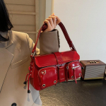 Naiste ni&scaron;idisainiga biker-kott, &uuml;hev&auml;rviline lihtne baguette-kott, &otilde;lakott must