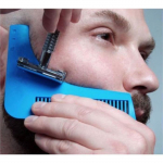 Outil de Rasage Professionnel Barbe Lignes Parfaites et Sym&eacute;trie en Forme Peigne Bleu