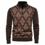AIOPESON Pullovers Kampsun Meeste Br&auml;nd Business Social Casual T&otilde;mblukuga Kaelus Puuvillane Uus Talvine Paks Soe Kampsun Meestele L 65-75 kg tumesinine v&auml;rv