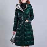 Naise pikk mantel talvejoped Uued soojad puuvillased polsterdatud pargid kapuutsiga korea stiilis paks talveriided L roheline