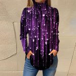 Naiste T-s&auml;rgid S&uuml;gises vabaaja pikkade varrukatega s&auml;rgid Vintage tr&uuml;kitud k&otilde;rge kaelusega pullover L must