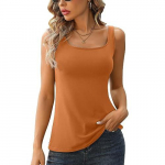 Charmleaks naiste topp sisseehitatud polsterdatud rinnahoidjaga, reguleeritava laia rihmaga Camisole puuvillased Cami s&auml;rgid 2XL pruun