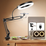 Professionaalne t&auml;itevalgustusega telefonialus otse&uuml;lekannete, lauaarvuti salvestamise, vlogide ja raamatute pildistamiseks Clip-on bracket + 26cm shadowless lamp