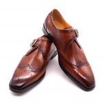 Moodne Mood Meeste Plokk Nikerdatud Nahast Kingad Ehtne Nahk &Uuml;he Pandlaga T&ouml;&ouml;kingad &Auml;ri Munkkingad Sapatos Formais Masculinos 39 pruun