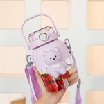 Suure mahutavusega veekeetja kaasaskantav tass 1100ml armas karu plasttass riputatav k&otilde;rretops multifilmiga kaasaskantav tass ilma 3D-kleebisteta 1.2L