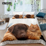 3D digitaaltr&uuml;kk 2/3 tk loomakassi mustriga tekikott padjap&uuml;&uuml;r kaheinimesevoodi komplekt kate tekk pehme mikrokiust voodipesukomplekt EU single(135x200cm)