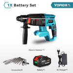 YOFIDRA 26 mm harjadeta elektrivasara puur, multifunktsionaalne p&ouml;&ouml;rlev juhtmeta laetav elektrit&ouml;&ouml;riist Makita 18 V aku jaoks 1xBattery- EU plug