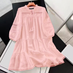 ZANZEA Naiste Vintage Pitsiga &Uuml;hendatud &Otilde;&otilde;nes 3/4 Varrukaga A-l&otilde;ikelised Kleitid 5XL roosa