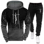 S&uuml;gistalvine mood R&otilde;ivad Spordidress Meeste 2-osaline komplekt kapuutsid + p&uuml;ksid komplektid Meeste dressipluus Sport Joggers dressip&uuml;kste &uuml;likond S