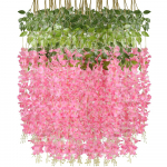 12 tk Faux Wisteria rippuv roheline taim rotangist rippuv lill rotangist rippuv vanik siidist k&ouml;is 110 cm pikk peoks m&otilde;eldud kodu pulmakaunistus lilla