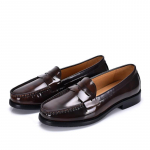 Meeste retro-briti stiilis slip-on mokassiinid: Mugavad, Hingavad Ehtsad Nahast Vabaajajalatsid 42 tumepruun v&auml;rv