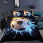 Valge Must Jalgpalli Voodipesu Komplekt Pallispordi Voodipesu Kahekohaline Queen King &Uuml;heinimese T&auml;issuurus Poistele Teismelistele Jalgpalli Tekikoti Komplekt Kingitused 155x215cm 3pcs