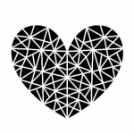 Tampon transparent - C&oelig;ur g&eacute;om&eacute;trique & son bloc acrylique