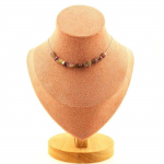 Pierres et Min&eacute;raux. Collier 10 perles Tourmaline Rubellite du Br&eacute;sil Chaine en acier Collier femmes, hommes. Taille personnalisabl