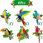 6 tk Hawaii peotarbed Troopiliste lindude peokaunistused Paberist papagoi k&auml;rgstruktuuriga v&auml;ljal&otilde;iked Ripats Tiki baari Luau vihmametsapeo &otilde;uekaunistused mitmev&auml;rviline