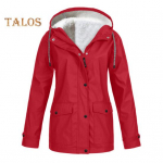 Naiste talvemantel fliisvoodriga kapuutsiga press-nupuga lukuga suletav pealisriided keskmise pikkusega plusssuuruses &uuml;hev&auml;rvilised taskutega soe sulejope S kollane